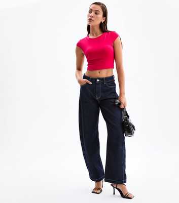 Bright Pink Twist Back Cropped Top