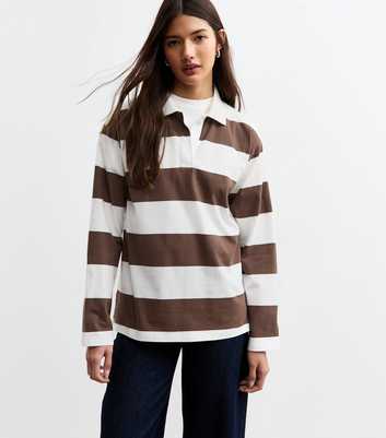 Brown Rugby Stripe Long Sleeve Top