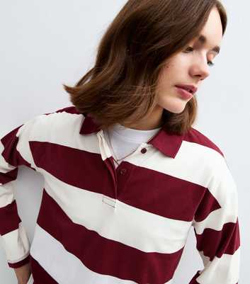 Burgundy Rugby Striped Long Sleeve Top