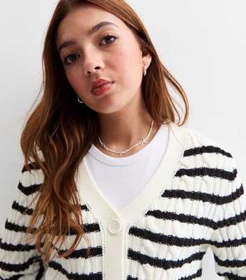 Girls Striped Cable Knit Cardigan