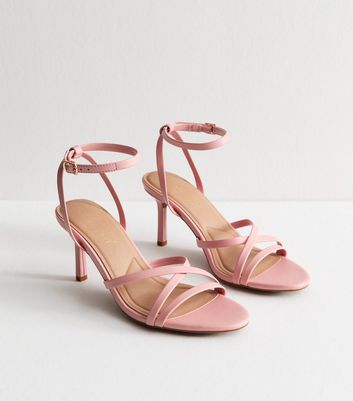 Light Pink Crossover Strap Stiletto Heel Sandals | New Look