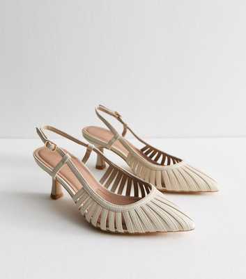 Wide Fit Off White Woven Slingback Shoes