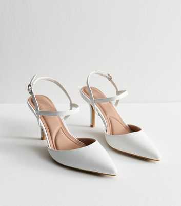 White Faux Leather Pointed Toe Court Shoes