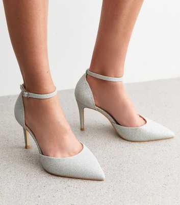 Extra Wide Fit Silver Metallic Stiletto Heel Court Shoes