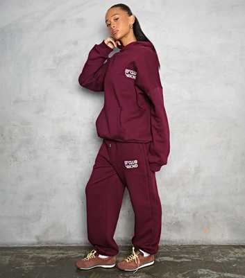 WKNDGIRL Club Burgundy Oversized Joggers