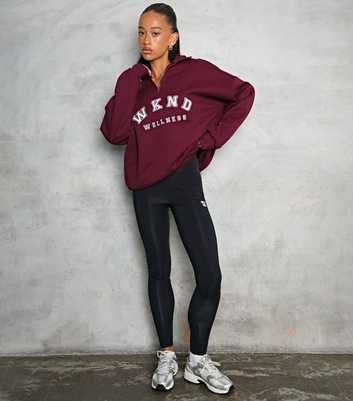 WKNDGIRL Burgundy Wellness Logo Quarter Zip Sweatshirt 