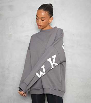 WKNDGIRL Grey Logo California Oversized Sweatshirt 