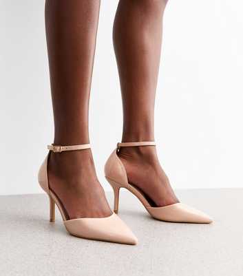 Oatmeal 2 Part Stiletto Heel Pointed Toe Pumps