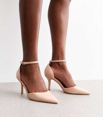Oatmeal Part Stiletto Heel Pointed Toe Pumps