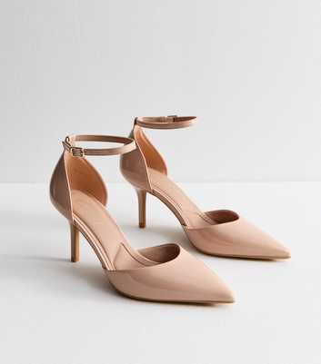 Oatmeal 2 Part Stiletto Heel Pointed Toe Pumps