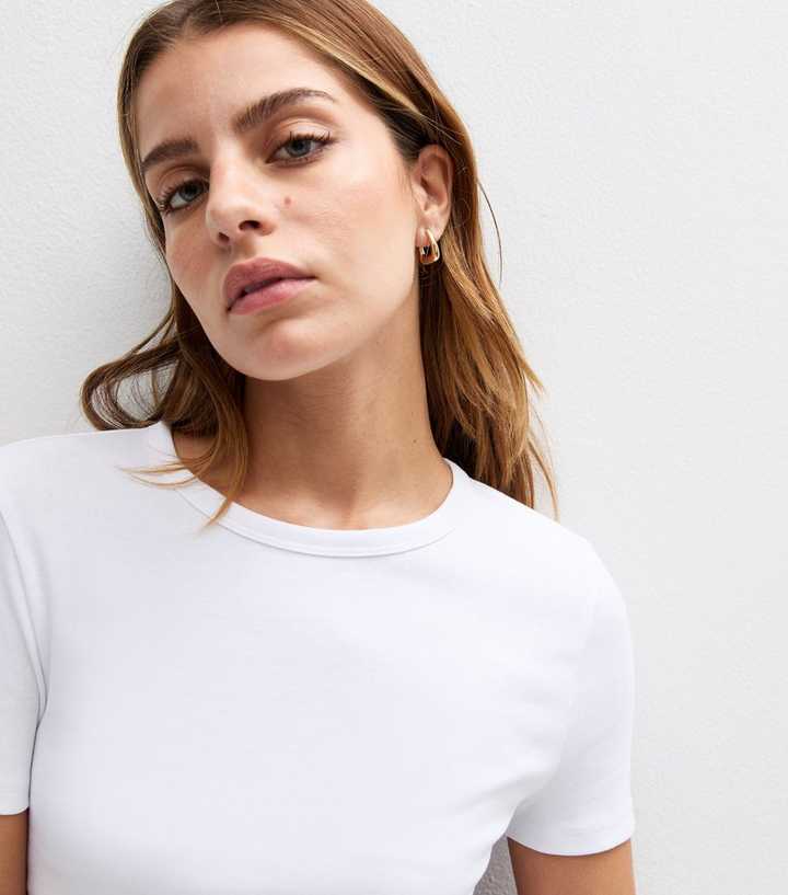 Petite White Ribbed Baby Tee