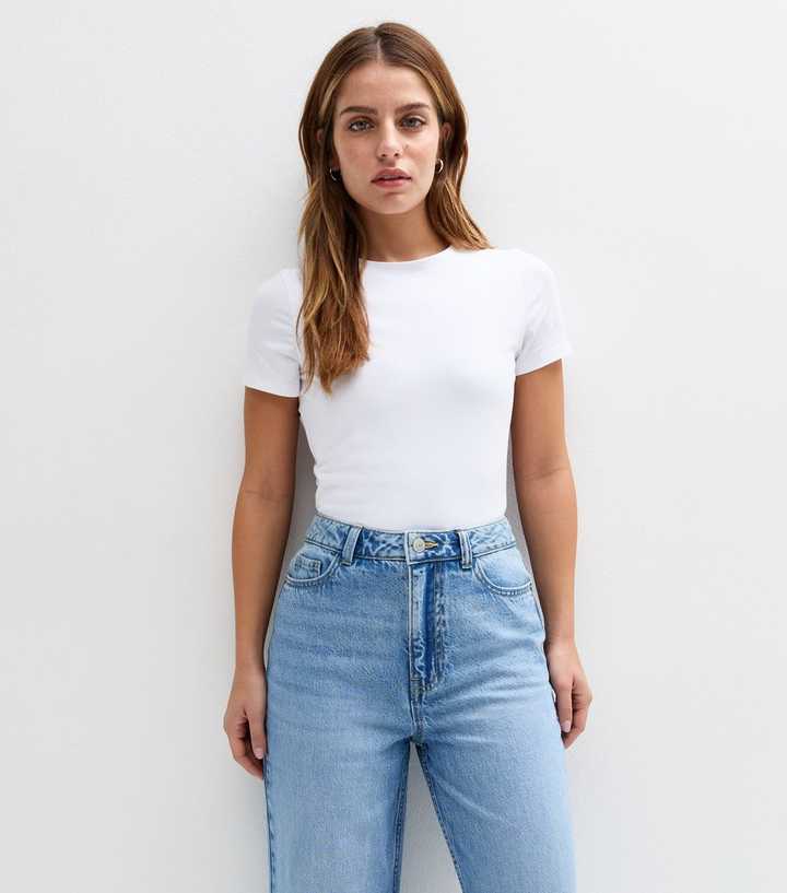 Petite White Crew Neck T-Shirt Bodysuit