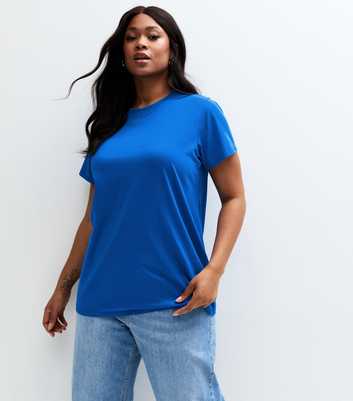 Curves Bright Blue Short Sleeve T-Shirt