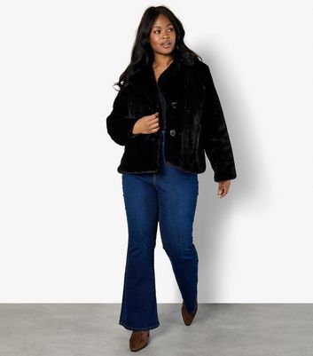 Ladies black faux fur jacket online