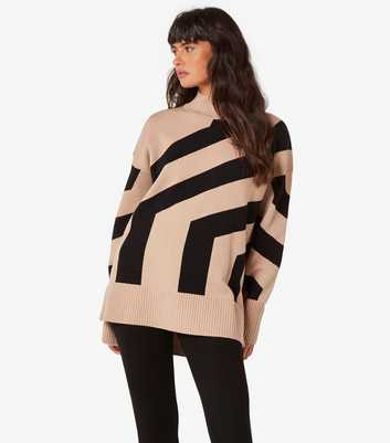 Apricot Stone Oversized Geometric Stripe Jumper