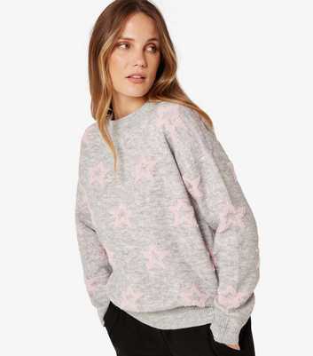 Apricot Light Grey Star Print Crew Neck Jumper