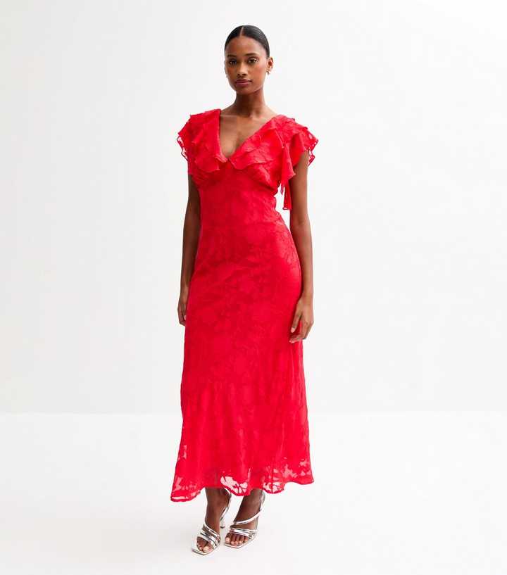 strapless open back dress Red Cotton Midi Dress for Women main image 0