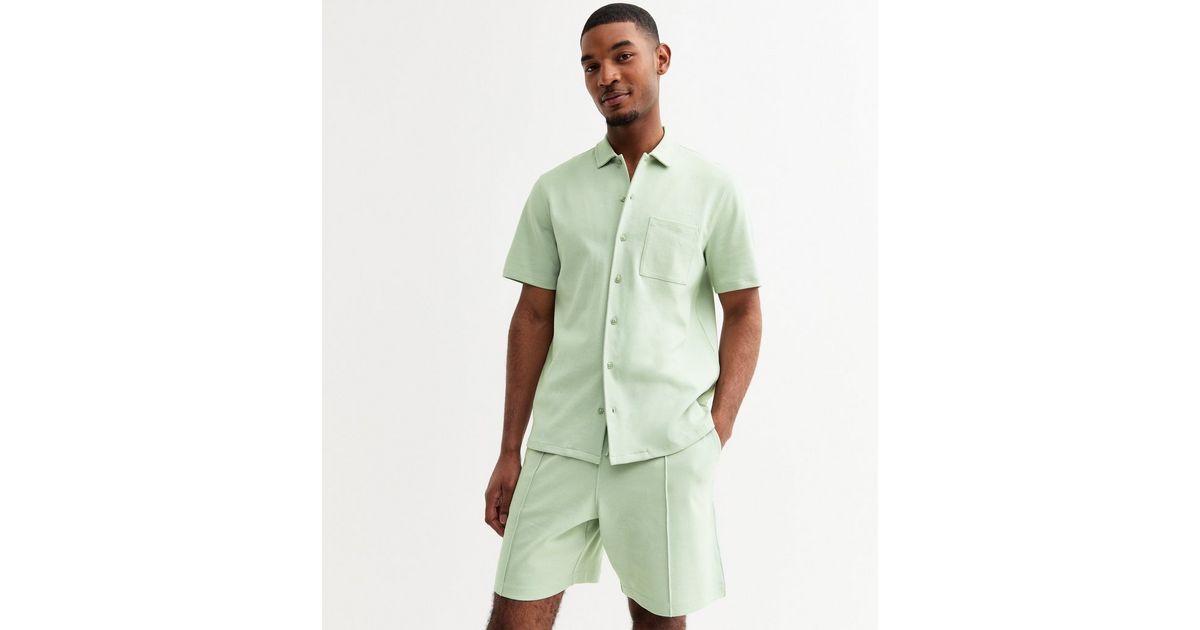 Light Green Short Sleeve Interlock Jersey Shirt New Look