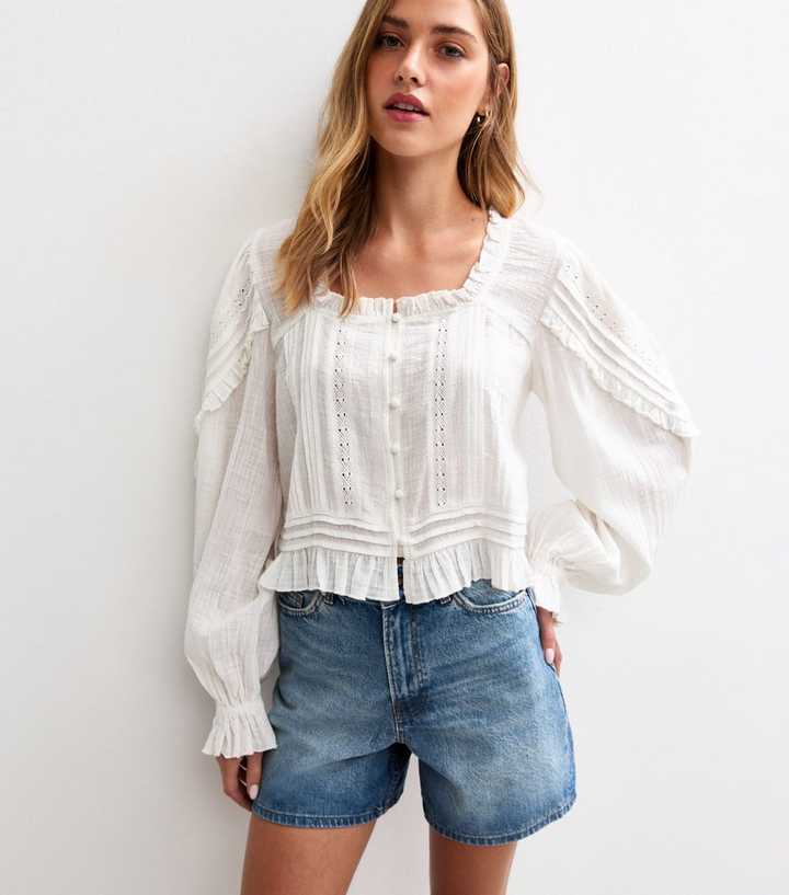 Blue A-Line Denim Shorts
