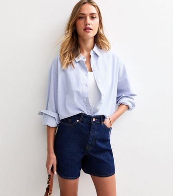 Clothing Navy Blue Jean Shorts Navy A-Line Denim Shorts New Look