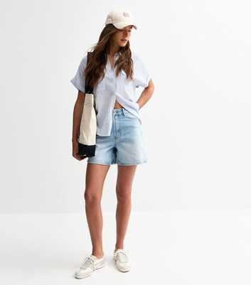 Light Blue A-Line Denim Shorts