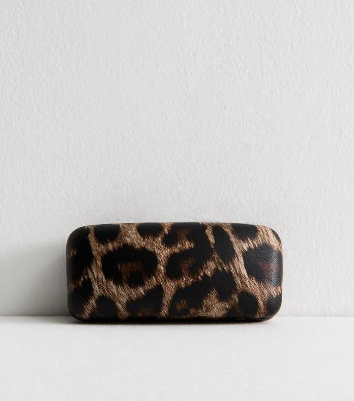 Brown Leopard Print Hard Shell Glasses Case