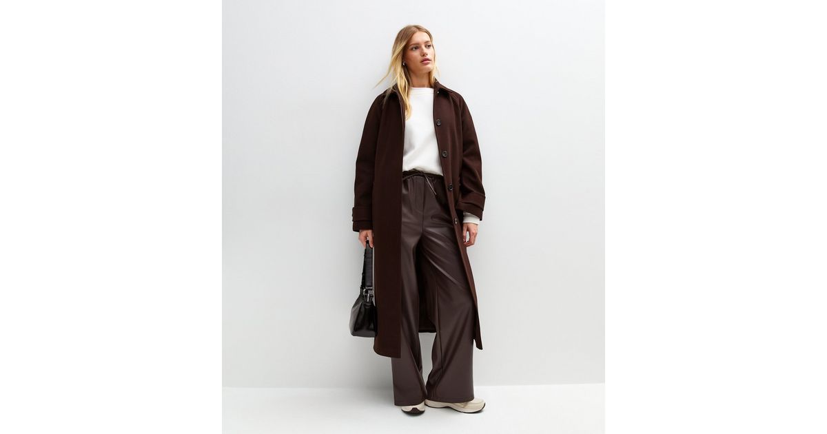 Black Faux Leather PU Wide Leg Trousers