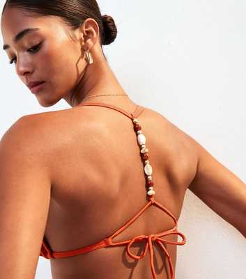 Orange Beaded Bikini Top