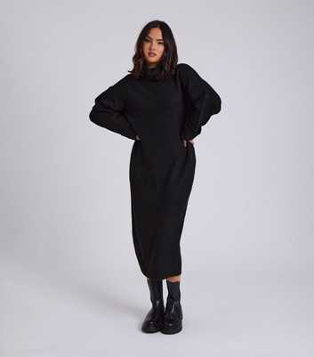 Urban Bliss Black Roll Neck Midi Dress