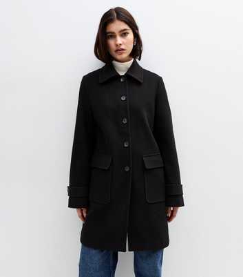 Black Collared Button Up Coat