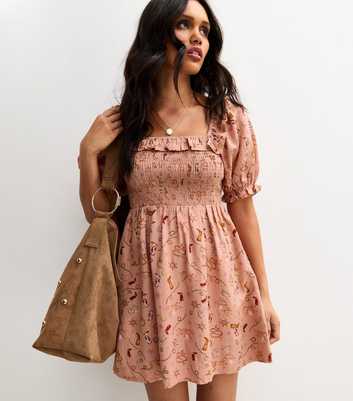 Pink Cowgirl Print Frilly Trim Mini Dress