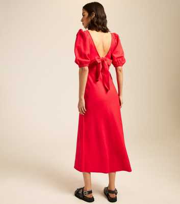 Red Bow Tie Back Midi Dress