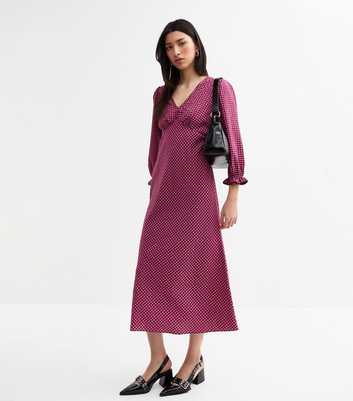 Pink Gingham Check Midi Dress