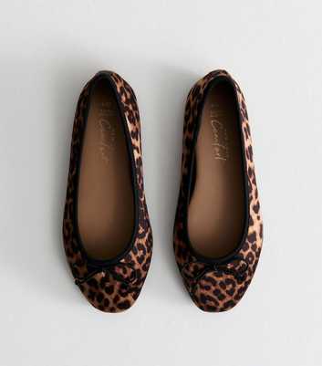 Extra Wide Fit Brown Leopard Print Ballet Flats