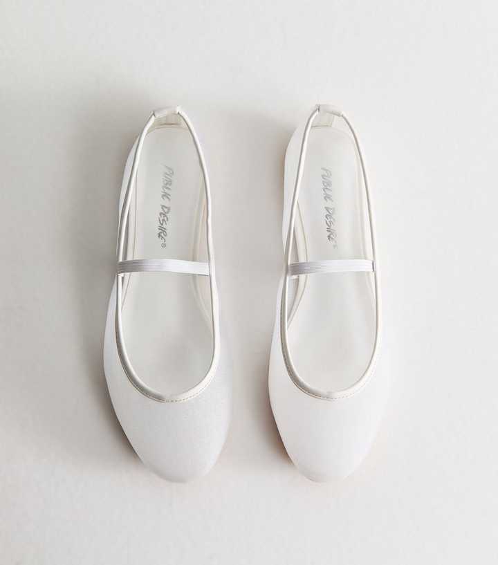 Public Desire White Twiggie Ballet Pumps