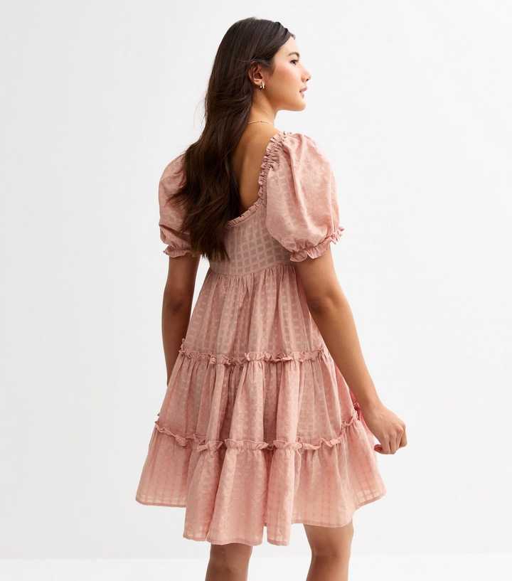 Pink Textured Tiered Mini Smock Dress | New Look Pink Textured Tiered Mini Smock Dress | New Look