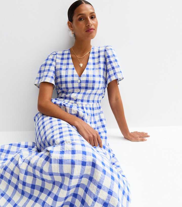knee length dresses for ladies Rihoas Brown Gingham Mini Dress Button Front Sleeveless Round Neck for Work, Teacher, Brunch, Brown / Xs