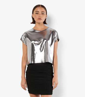 Apricot Silver Foil Crop T-Shirt 