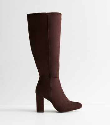 Truffle Wide Fit Dark Brown Faux Suede Knee High Boots