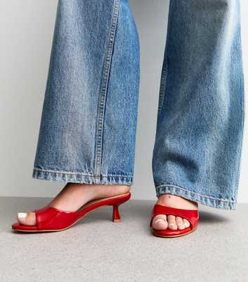 Red Patent Kitten Heel Mules