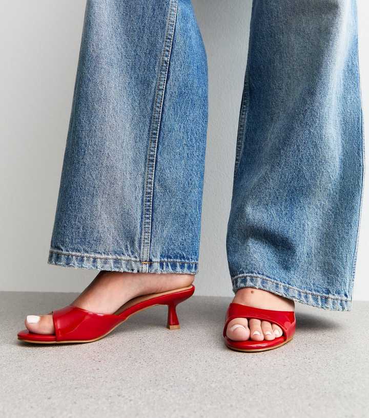Red Patent Kitten Heel Mules