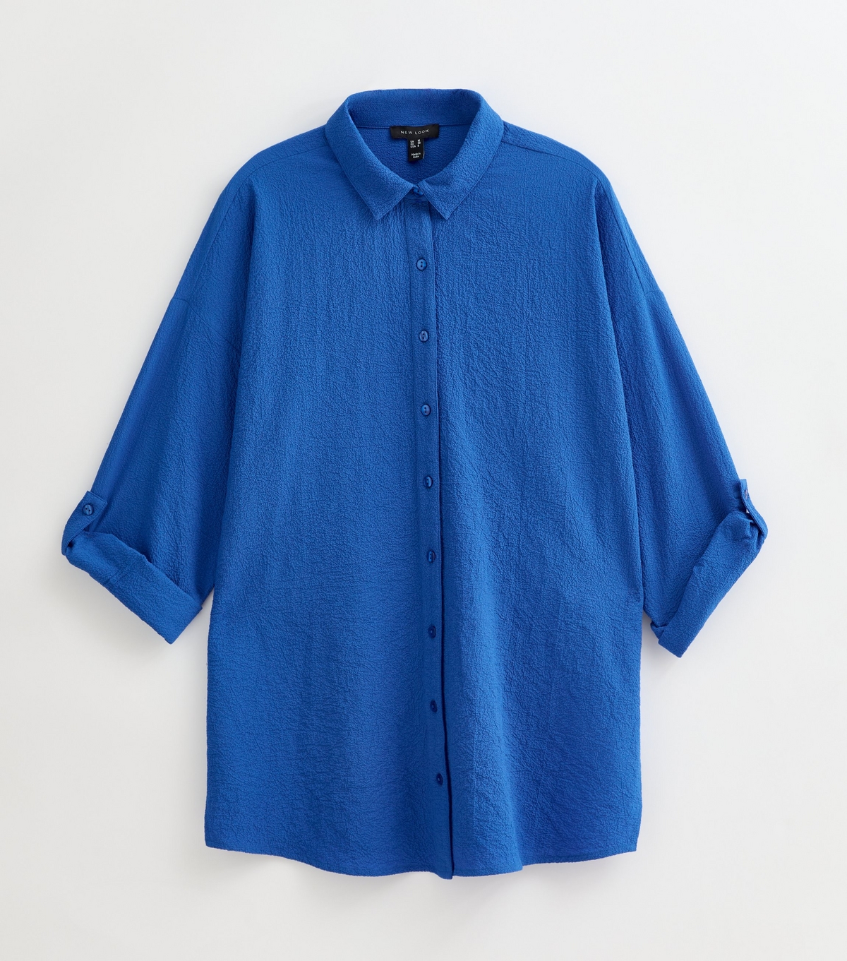 Women's Blue Textured Side Slit Beach Shirt New Look