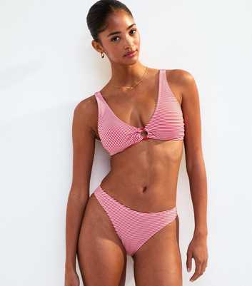 Red Striped Hipster Bikini Bottoms
