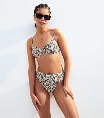 Grey Snake Print Bikini Bottoms