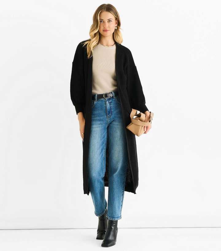 Gini London Black Longline Cardigan New Look