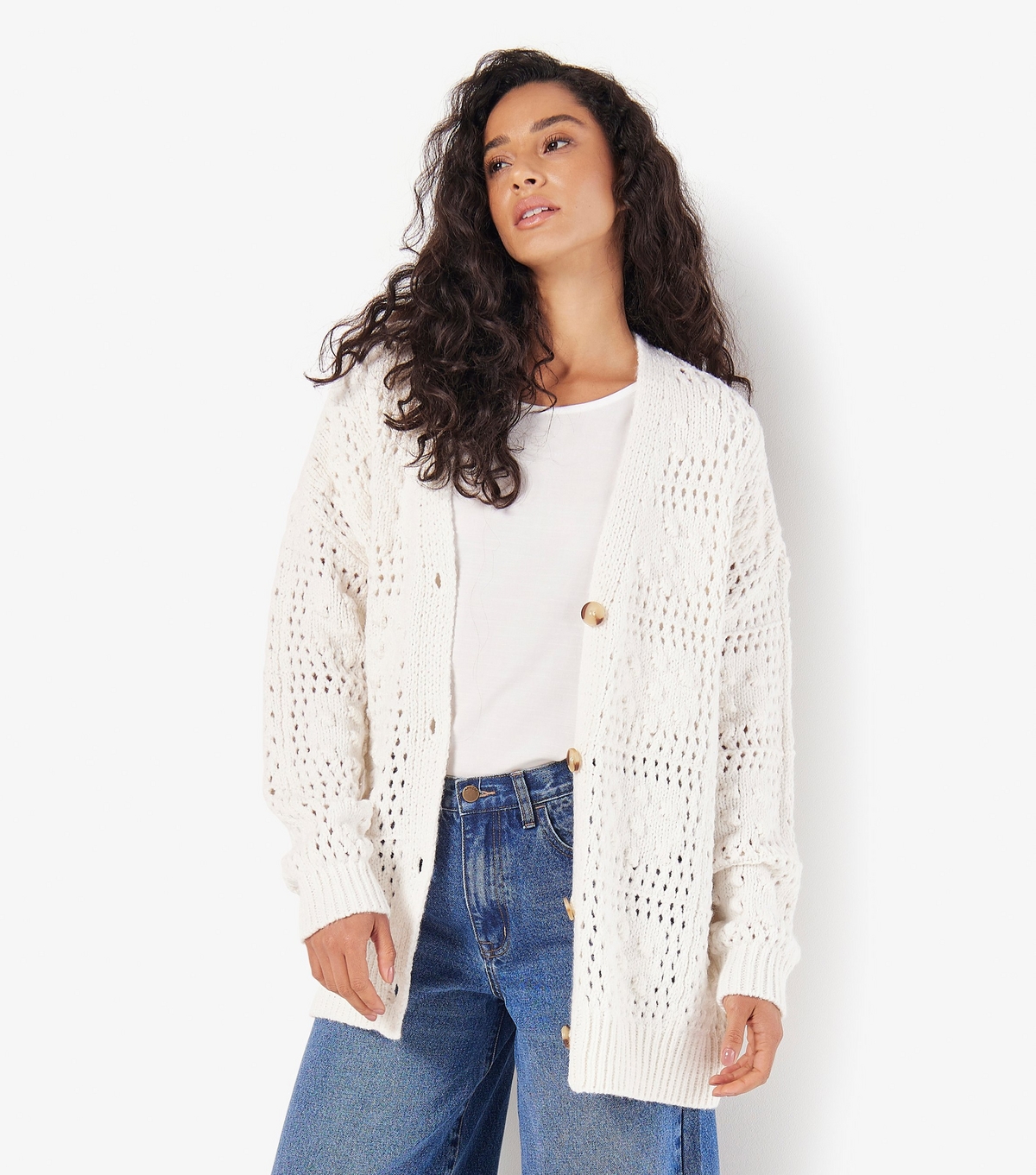 Women's White Crochet Cardigan Apricot New Look