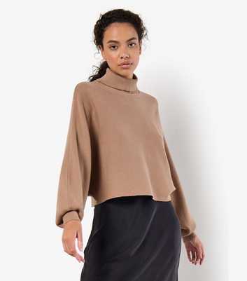 Apricot Stone Ribbed Roll Neck Jumper