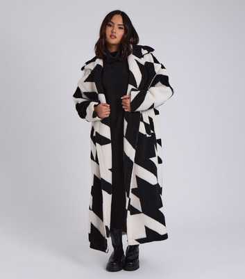 Urban Bliss Black Dogtooth Oversized Longline Coat 