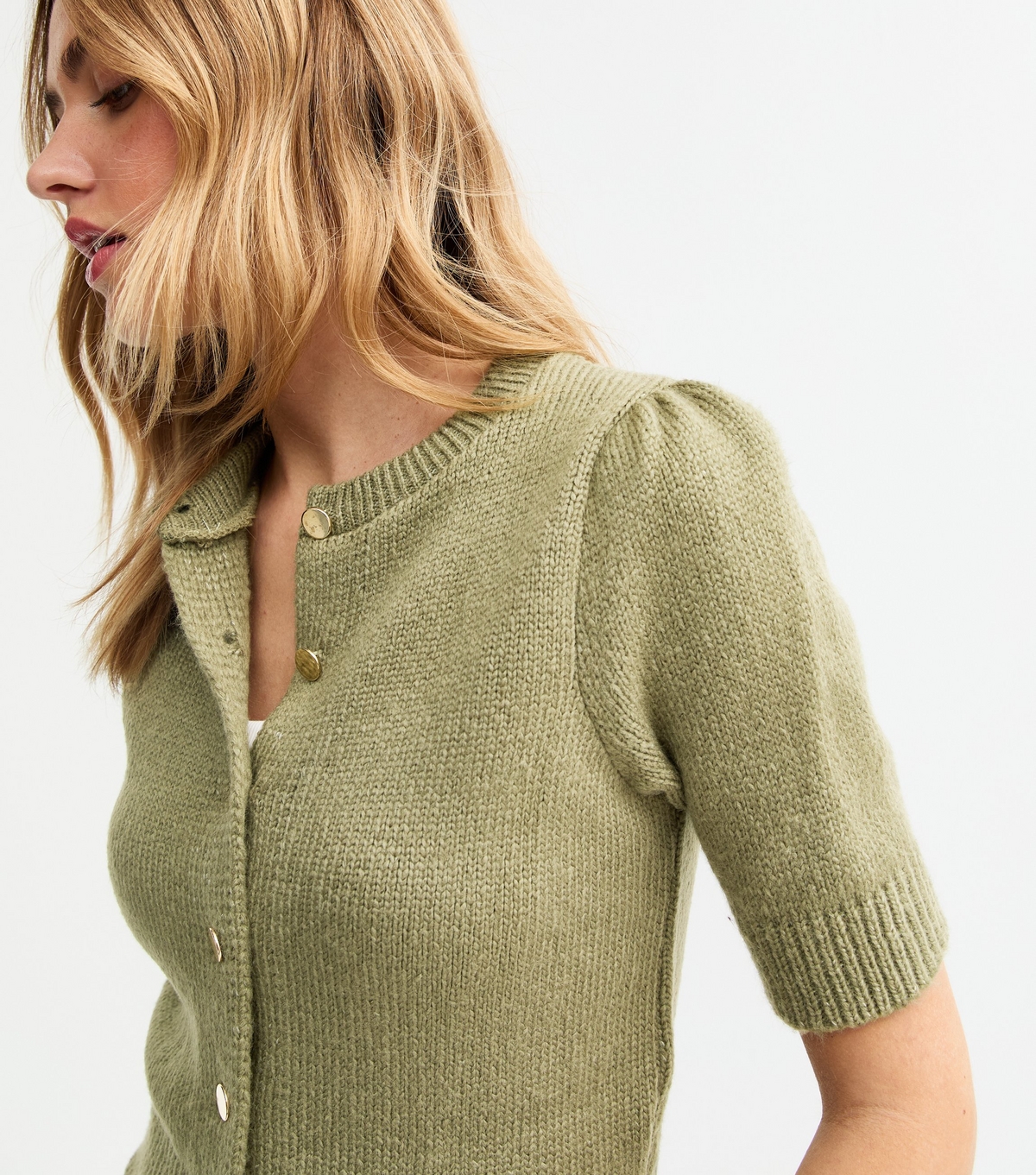 Women's Khaki Half Sleeve Cardigan New Look