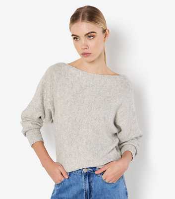 Apricot Grey Boat Neck Jumper 